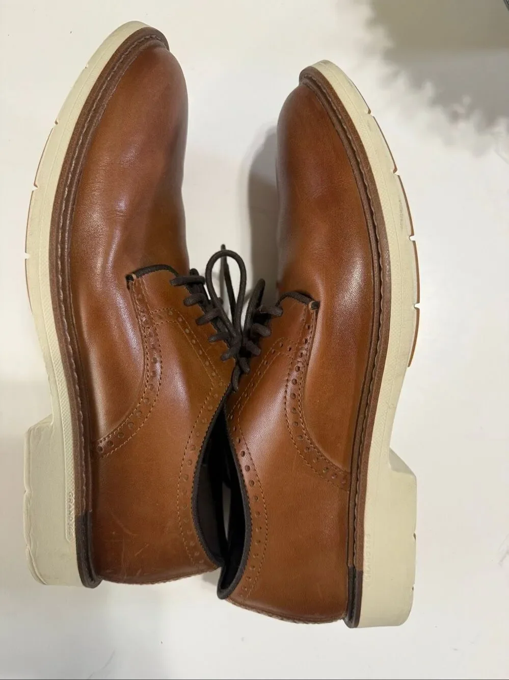 Cole Haan Grand Series Lace Up Oxford Loafer Brown Leather Office Prep Size 10.5